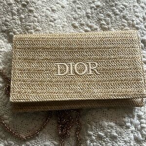 Christian Dior Clutch Pouch Bag Case rattan beige